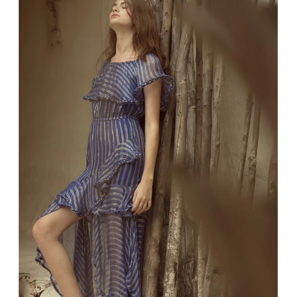 MISA Los Angeles 'Ambrosia' Dress in Blue Crepe M